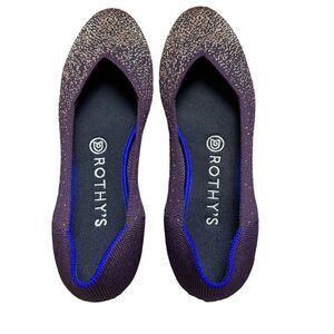 RETIRED Rothy's The Flat Eggplant Rose Gold Metallic Retired Size 7.5 Maroon